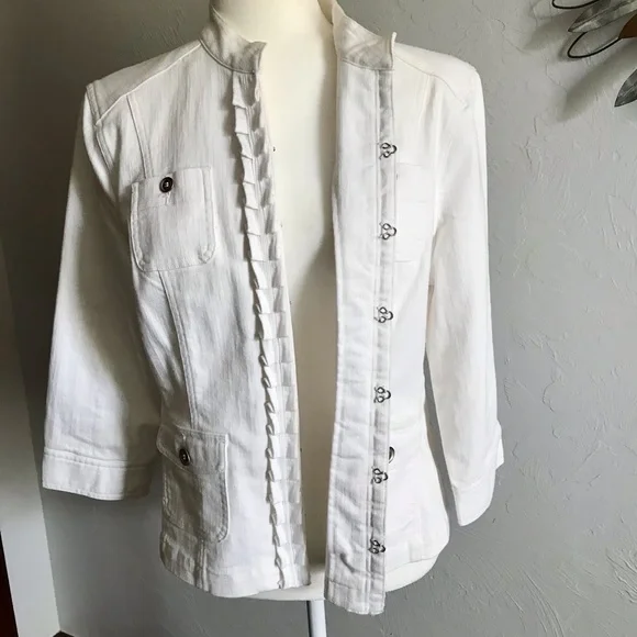 Ruby Rd. White Ruffle-Trim Blazer - Picture 3 of 5